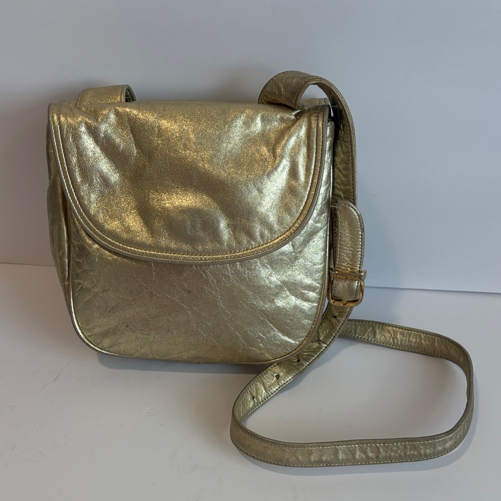 Viva of California Vintage Gold Leather Crossbody/Shoulder Bag